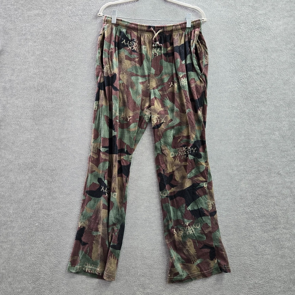 Duck Dynasty‎ Men Sleepwear Small Green Camo Pajama Pants Logo Allover Print
